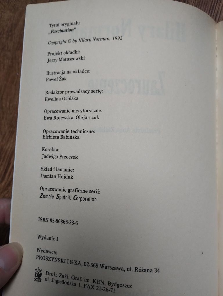 Książka,, Zauroczenie '' Hilary Norman