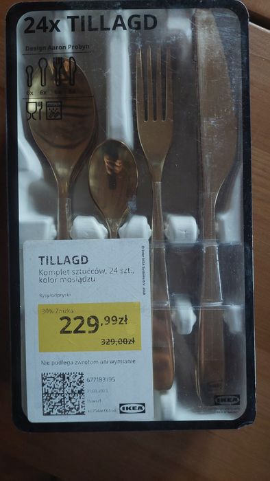 Komplet sztućców sztućce mosiądz nowe Tillagd