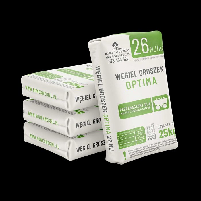 WĘGIEL GROSZEK OPTIMA 26 MJ | Pakowany | Worki | Workowany po 25 kg