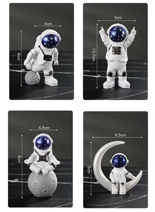 Model astronauty, figurki dekoracyjna. 4 sztuki.