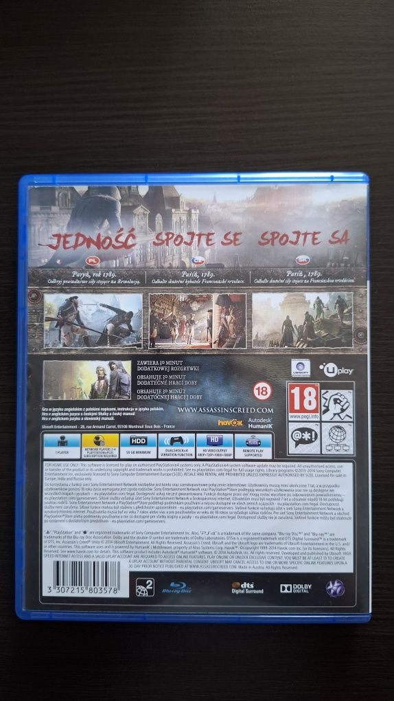 Gra Ps4 Assassin's creed Unity edycja specjalna.