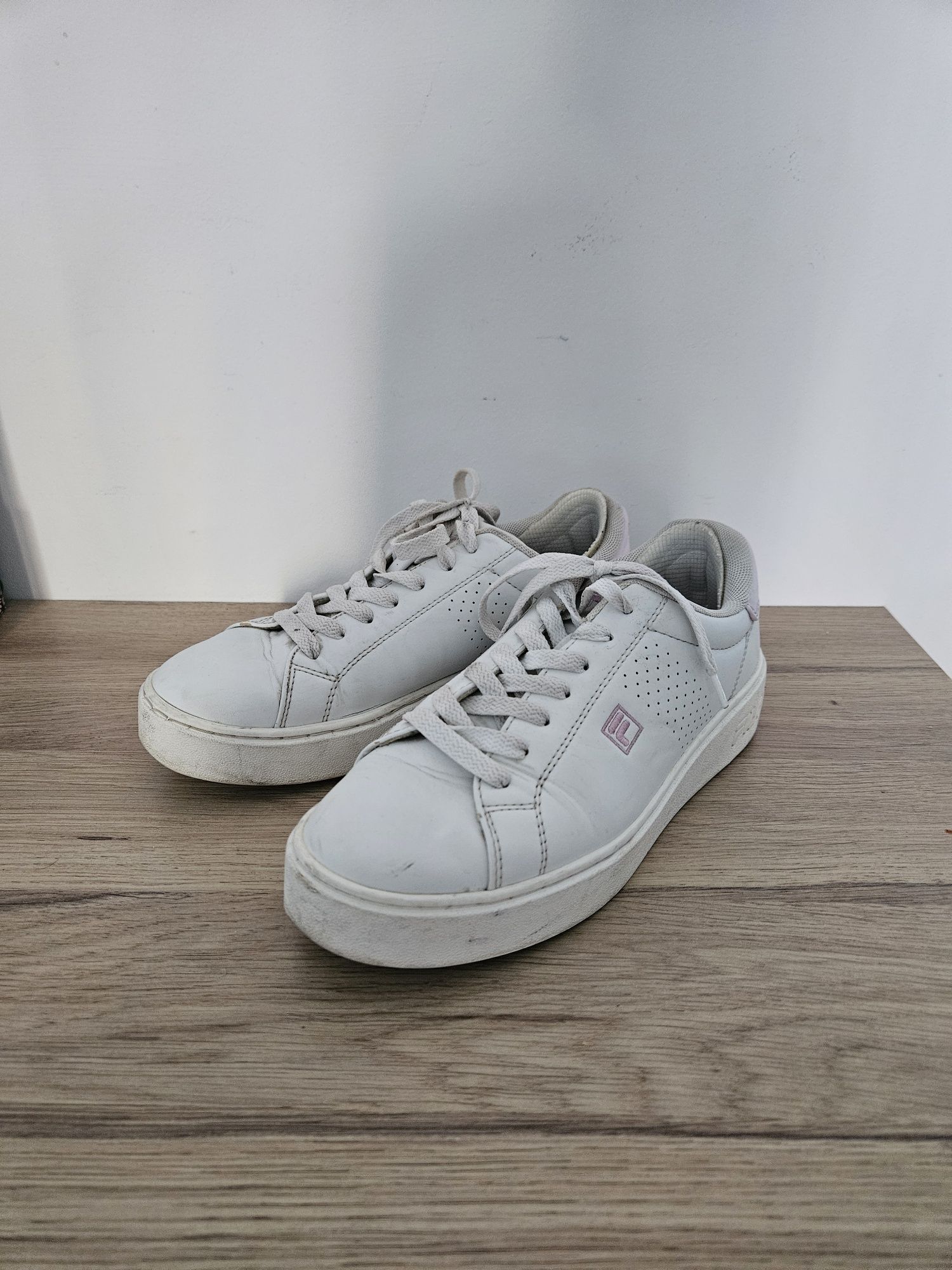 Buty fila sneakersy na platformie biało różowe