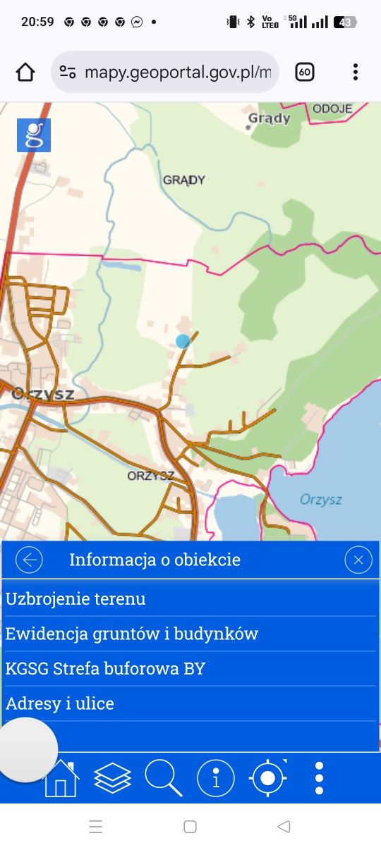 Sprzedam działkę budowlaną na Mazurach w m. Orzysz przy ul Polnej
Cena