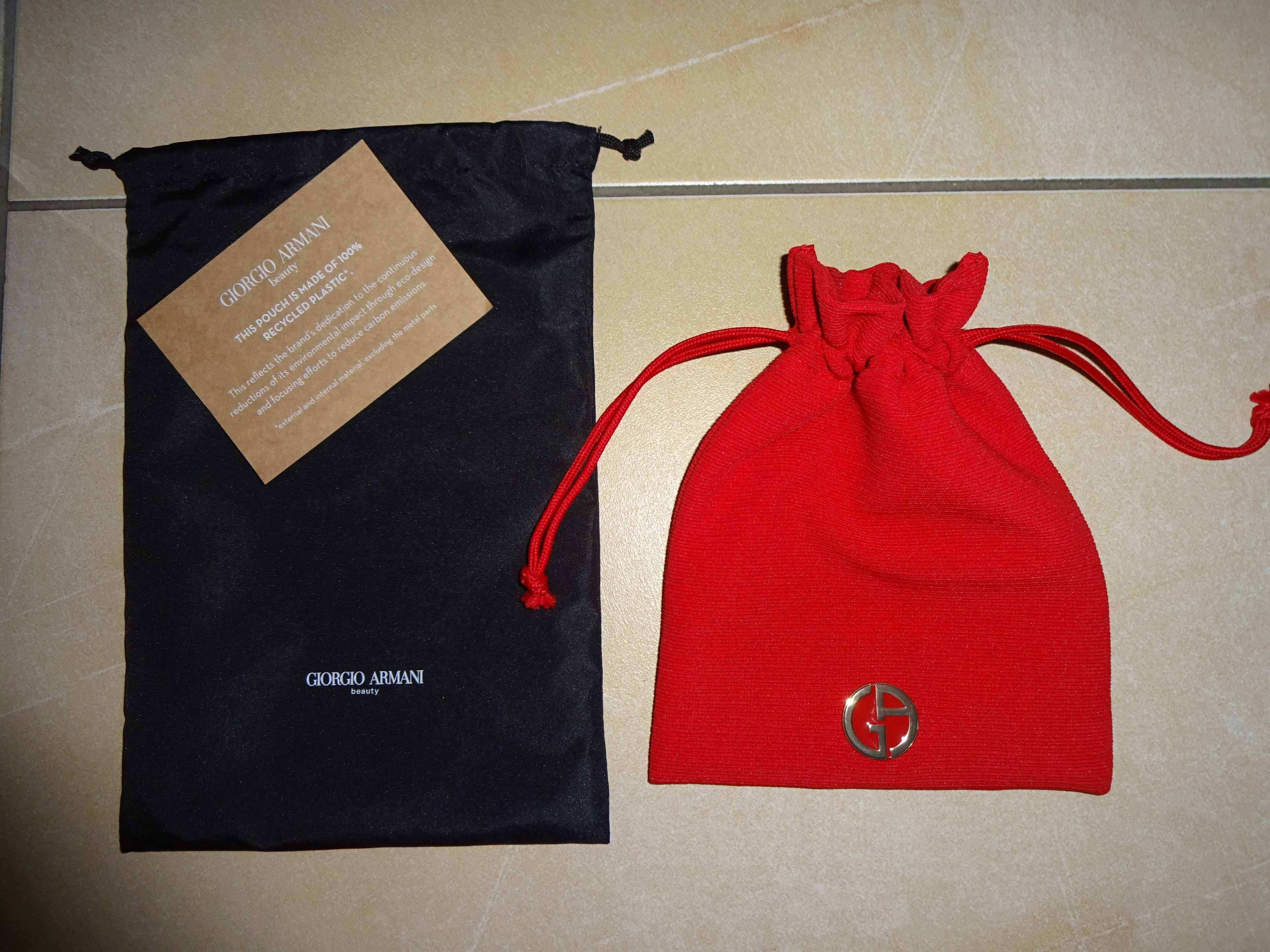 Giorgio Armani beauty czerwony worek torebka sakiewka + pokrowiec