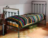 antyk łóżko zielone mosiądz