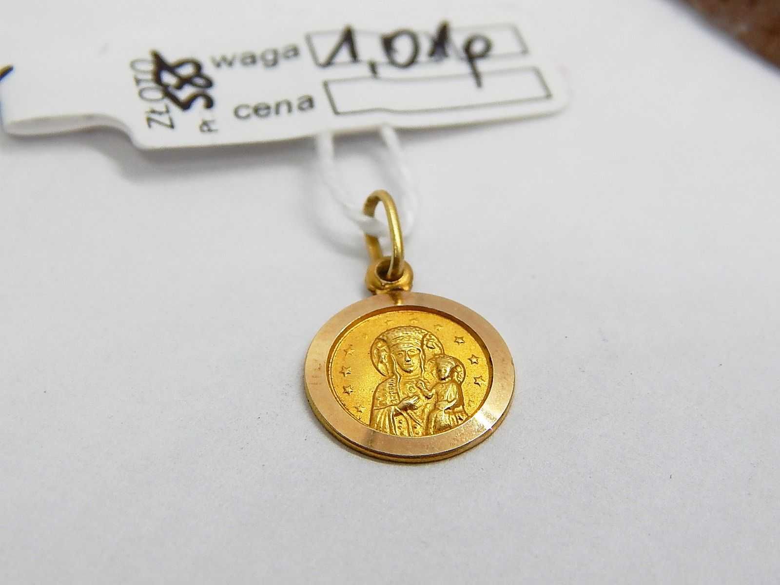Złota zawieszka medalik Matka Boska Jezus różowe złoto pr. 585 1,01 g