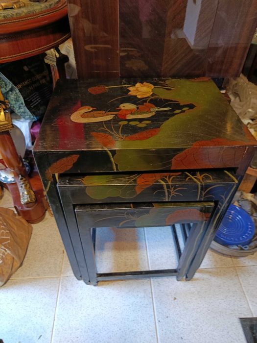 Mesas Chinesas Madeira Lacada Centenárias 61,5 cm