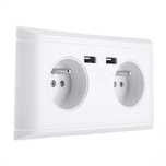 Gniazdko podwójne wielofukcyjne 230V USB do ładowarki SPP708
