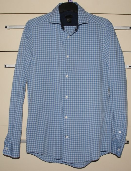 Koszula męska/juniorska H&M, S, SLIM FIT, w niebieską krateczkę