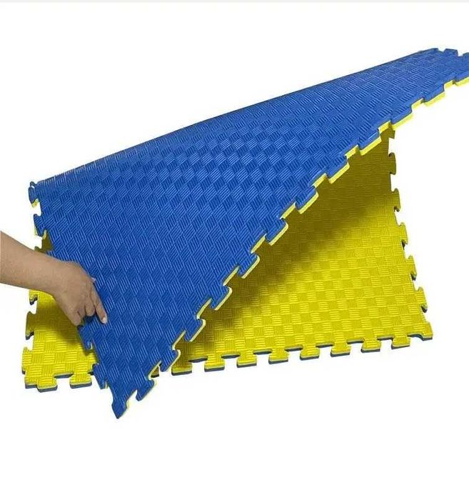 Мат татамі ластівчин хвіст WCG EVA 1000х1000х30мм Мат-пазл Жовто-Синій