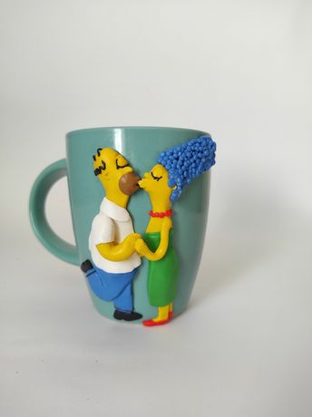 Чашка із полімерної глини, оригінальний подарунок, Сімпсони, Симпсоны