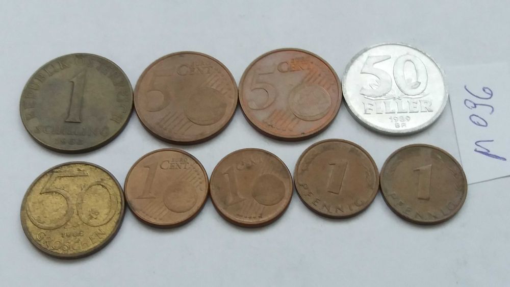 g M096,  zestaw różne stara moneta pfennig schilling cent starocie