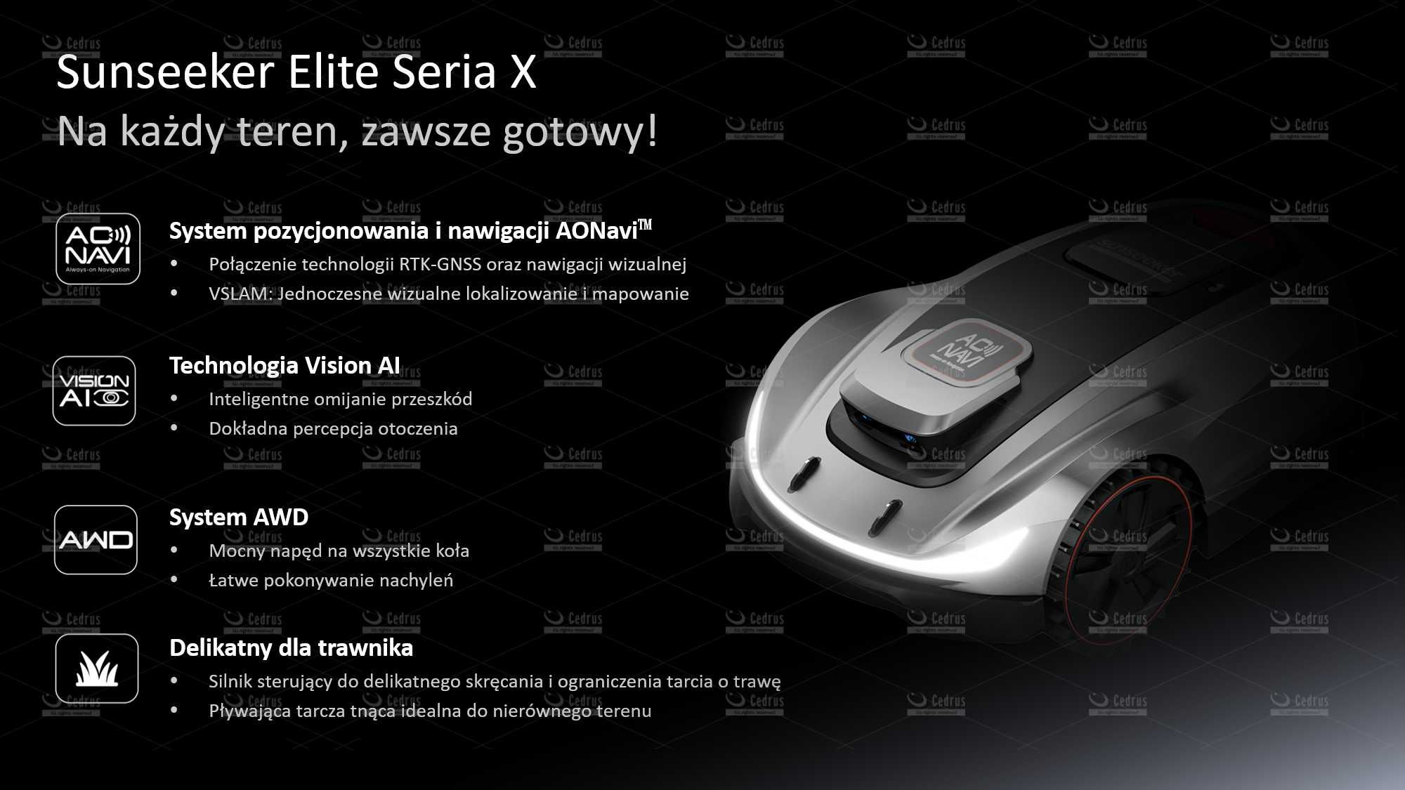 Kosiarka automatyczna RTK+Vslam+VisionAI Sunseeker Elite X7 3000m2