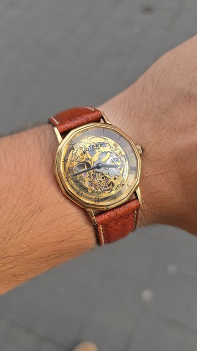 Zegarek mechaniczny vintage Rotary Skeleton