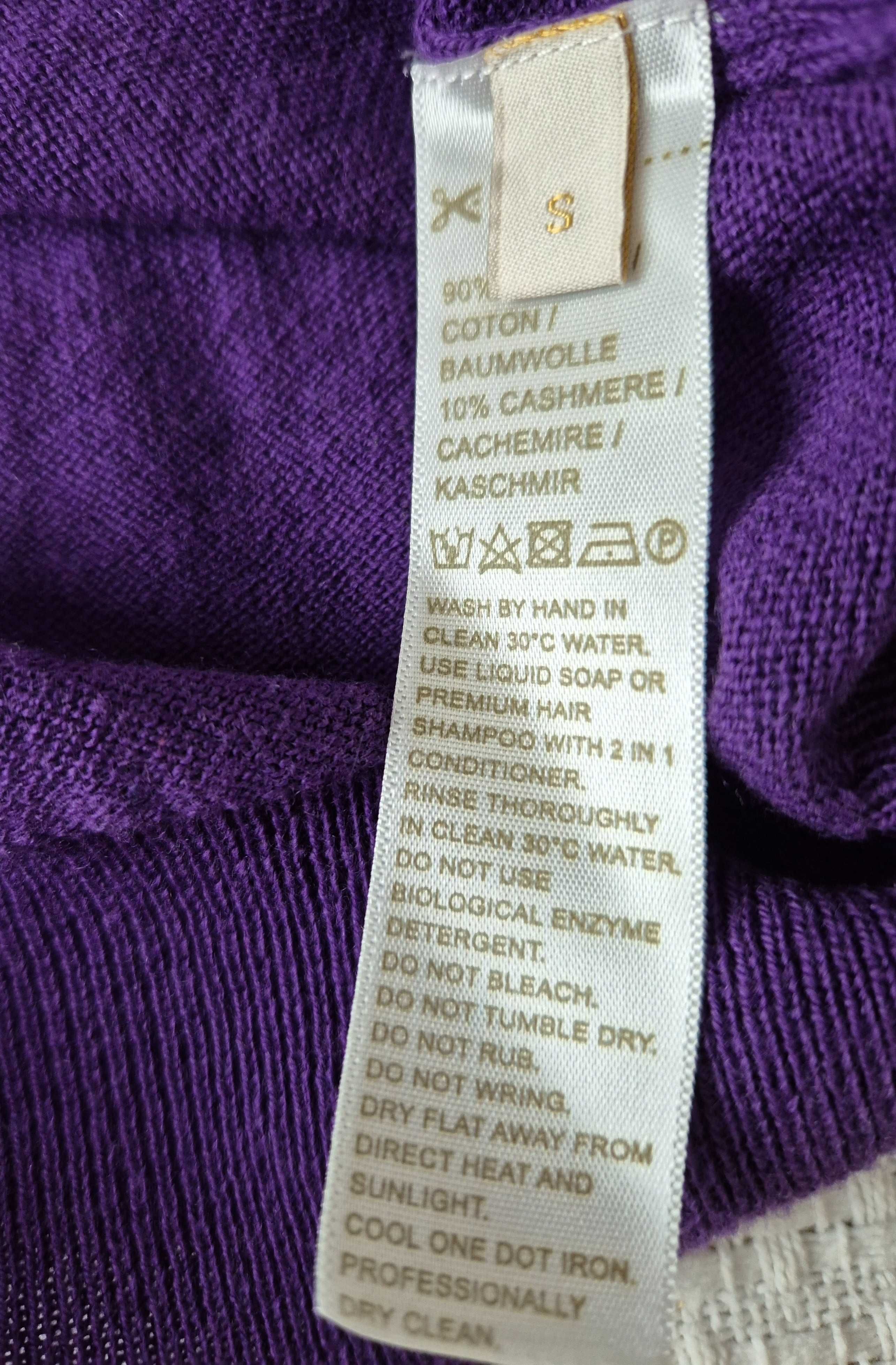 Sweter damski rozpinany fiolet bawełna kaszmir Munrospun