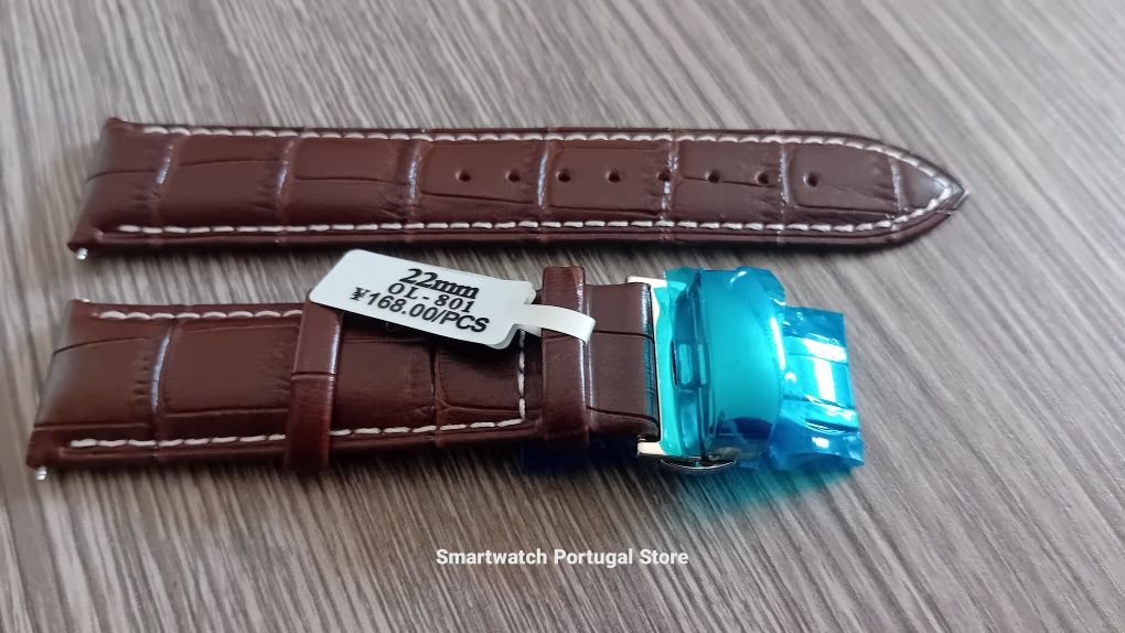 Bracelete em pele, fecho borboleta : Castanha escura