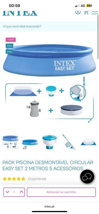 Pack piscina desmontável 2 metros 5 acessórios de manutenção