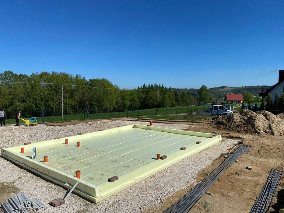 Płyty fundamentowe, prace żelbetowe, budowa inwestycji, wymiana gruntu