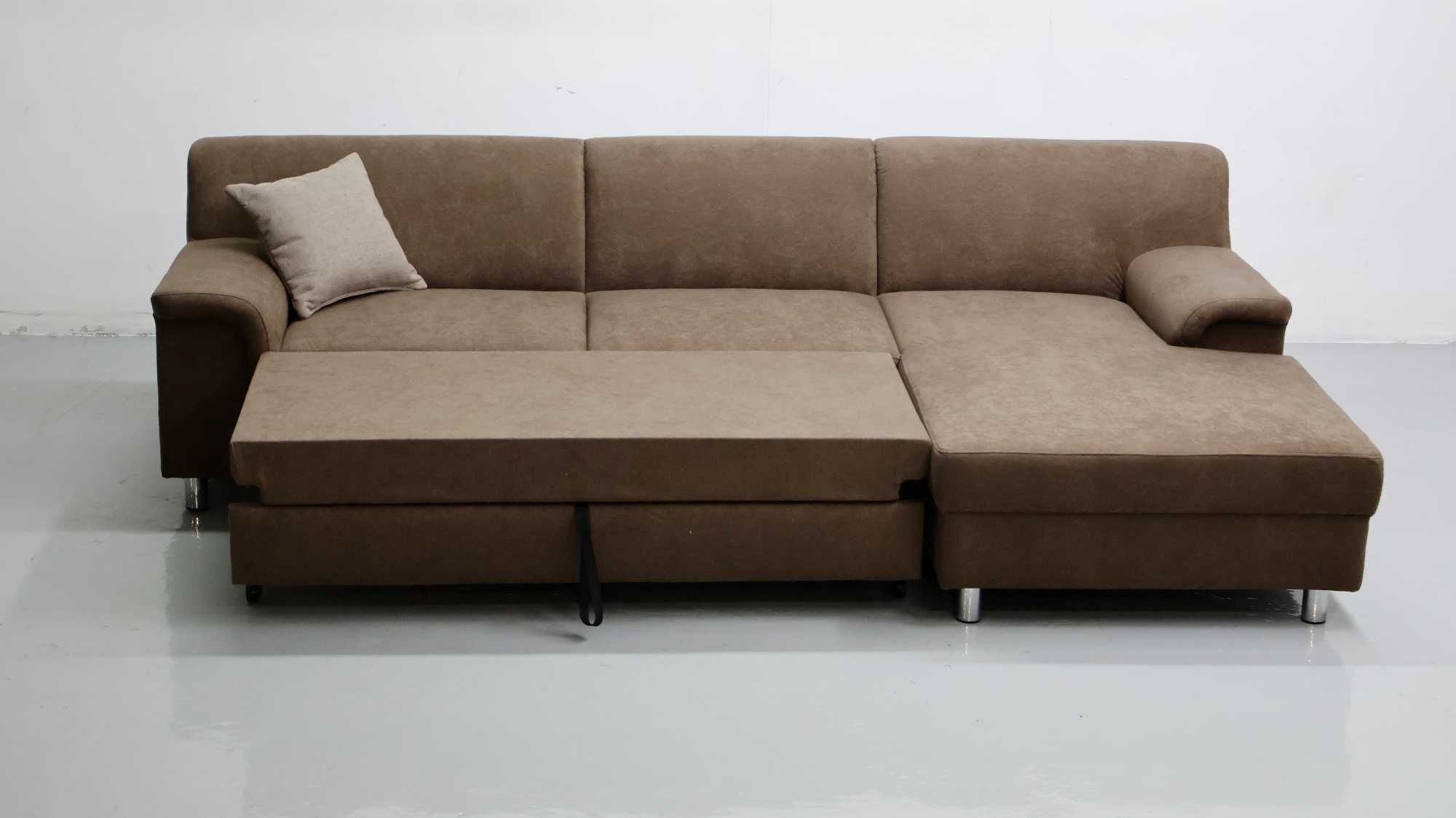 TGB Nowy narożnik funkcjA spania rogówka KANAPa SOFA brązowa tkanina