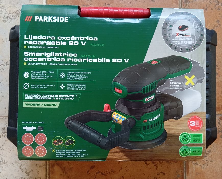 Lixadora excêntrica a bateria 20v Parkside
