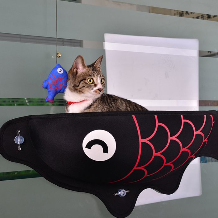 Legowisko dla Kota Hamak Okno Czarne 56x18x20 Przyssawka