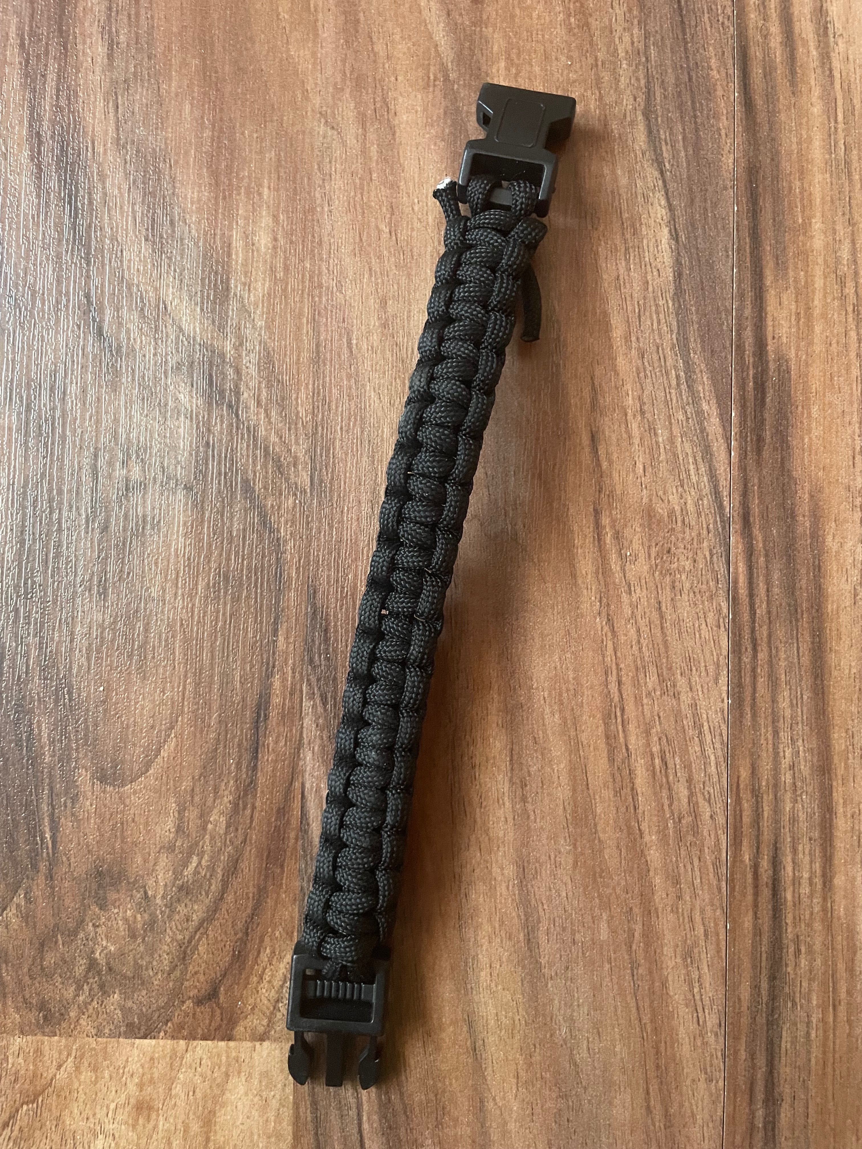 Bransoletka Paracord  Outdoor Survival linka spadochronowa- czarna