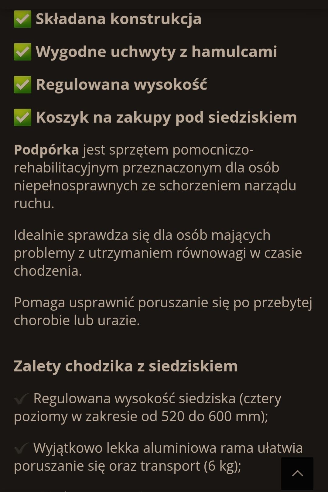 Chodzik jeździk balkonik dla seniora