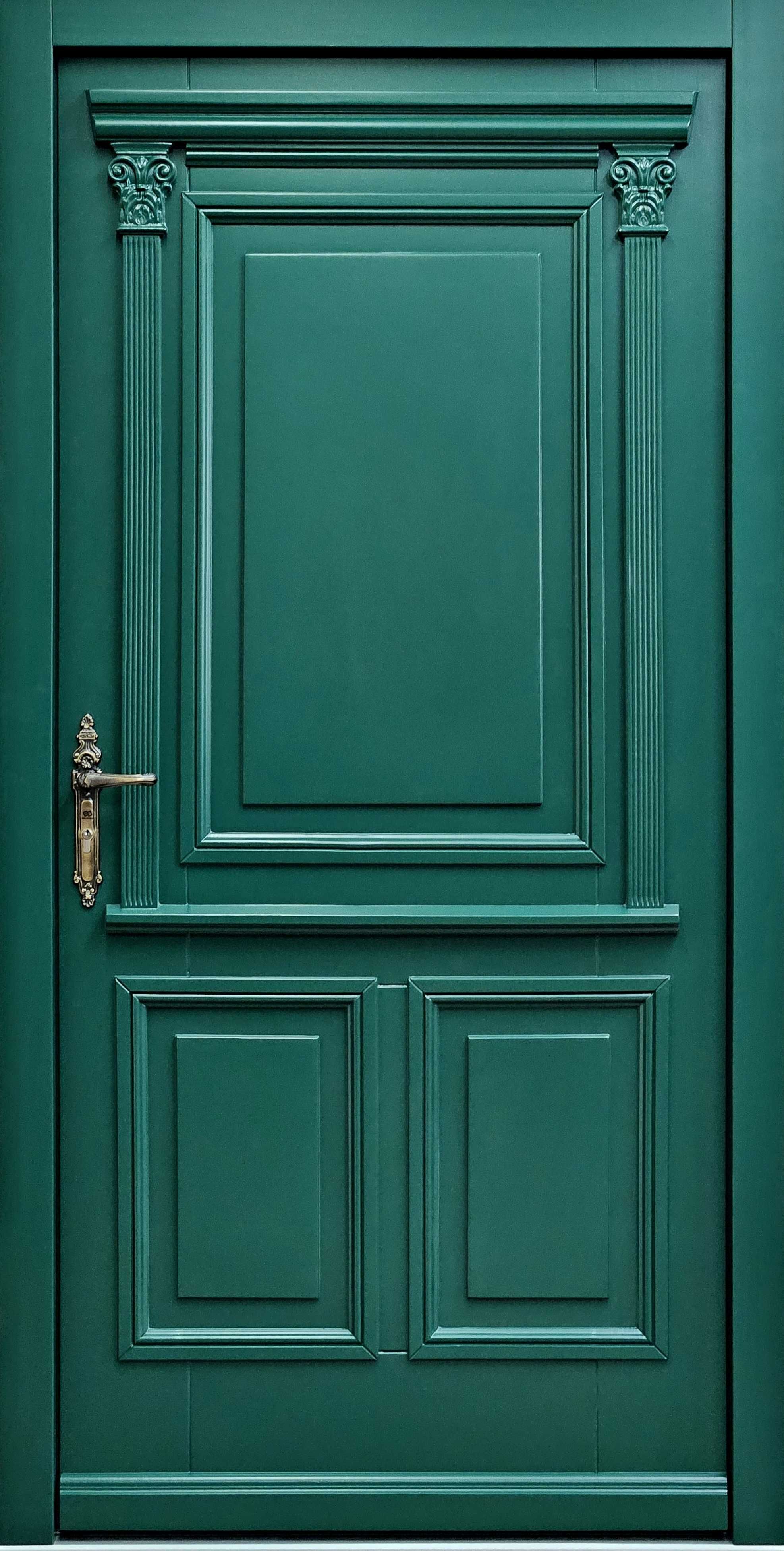 Drzwi zewnętrzne wejściowe klasyczne zielone RAL6005 lewe GOTOWE