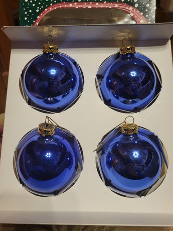 Bobki szklane zestaw - lśniący niebieski