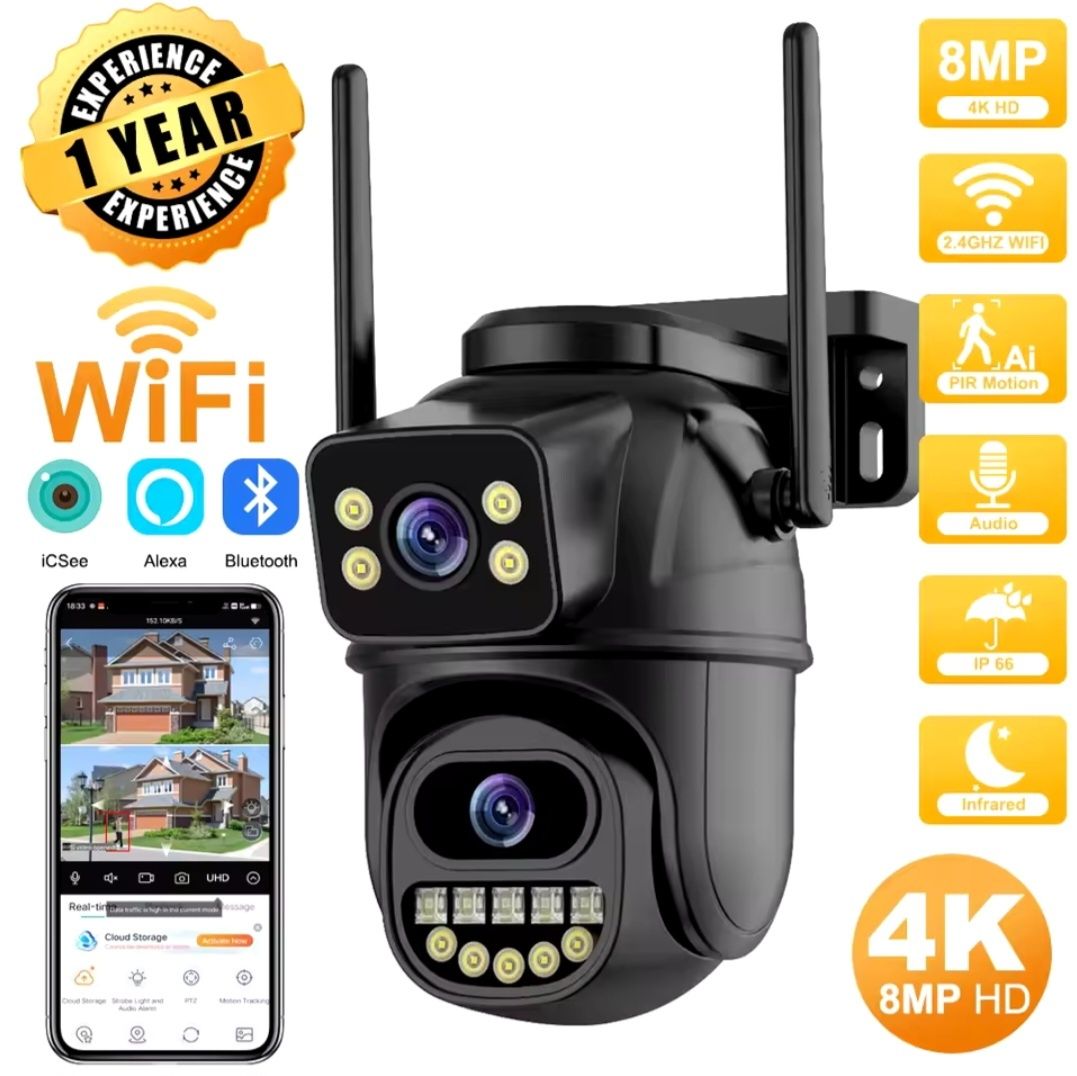 Kamera Zewnętrzna WiFi 8MPx | Dual Obiektyw | Full HD | Aplikacja Mob