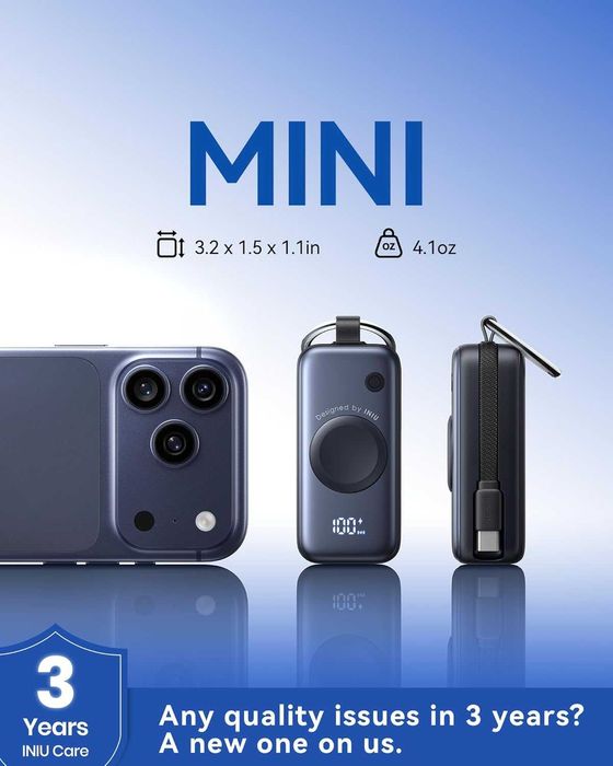 Стильний павербанк-брелок INIU для Apple Watch, iPhone, AirPods,Galaxy