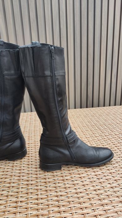 Wysokie czarne kozaki skórzane Aldo 39 klamerka