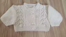 Sweterek sweter ecru do chrztu 50 - 56cm