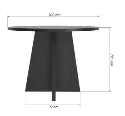 zz576 Okragly stol do jadalni Vincente 100 cm, czarny