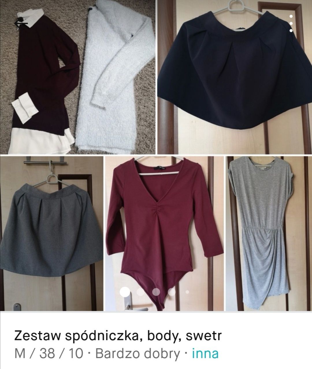 Zestaw, spódniczka, swetry, body sukienka