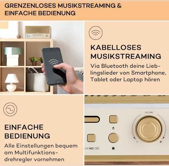 Ретро радіо auna Glastonbury BT CD DAB/UWK USB стерео
