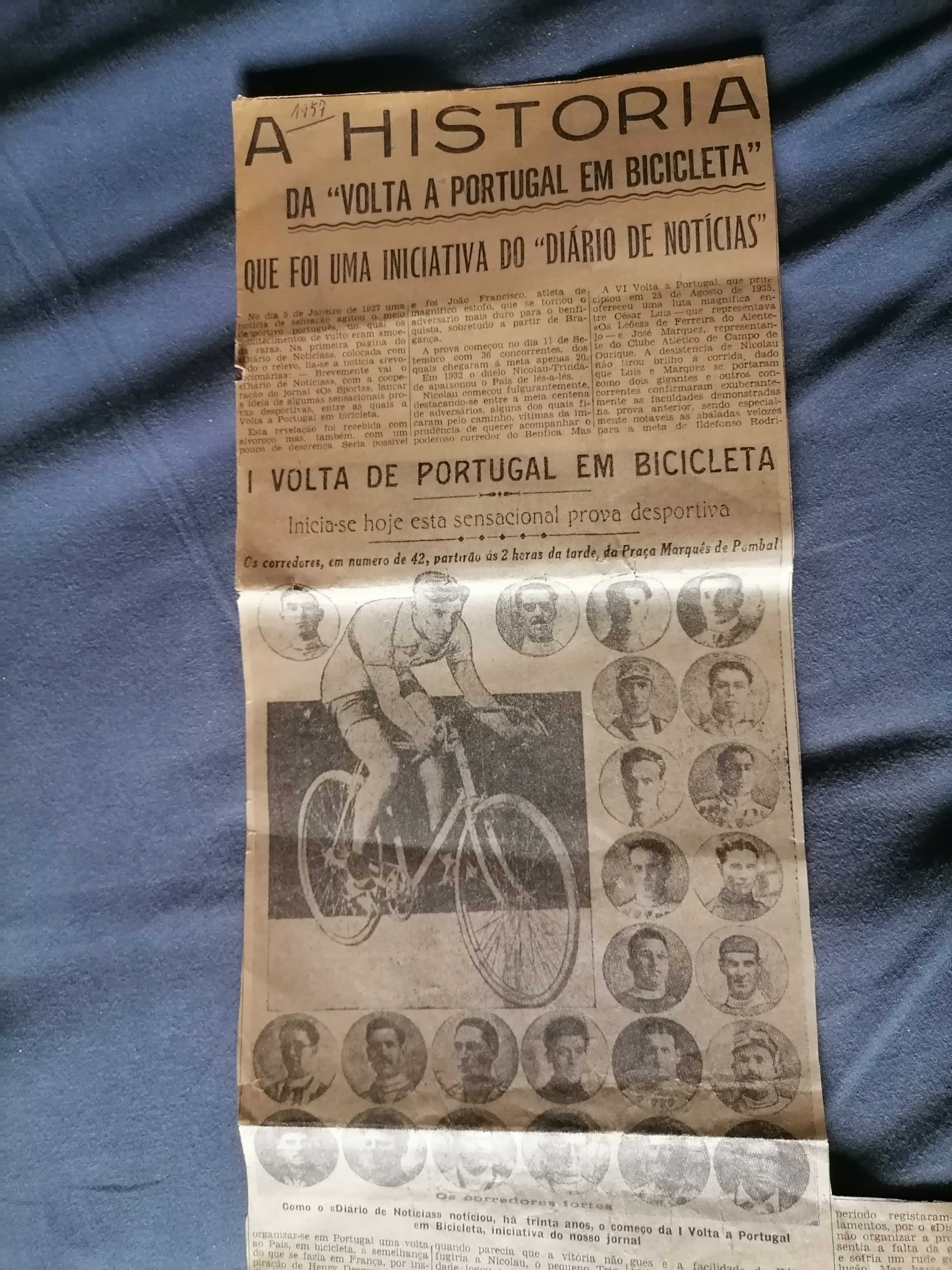 30 Anos de História da Volta  Portugal 1927/57 Recorte Diário Notícias