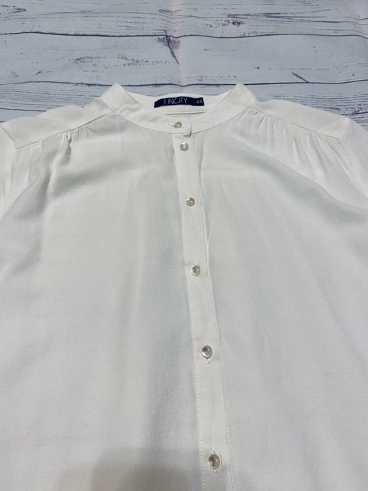 Блуза кремовая oversize,со спущенными рукавами incity, рукава воланы