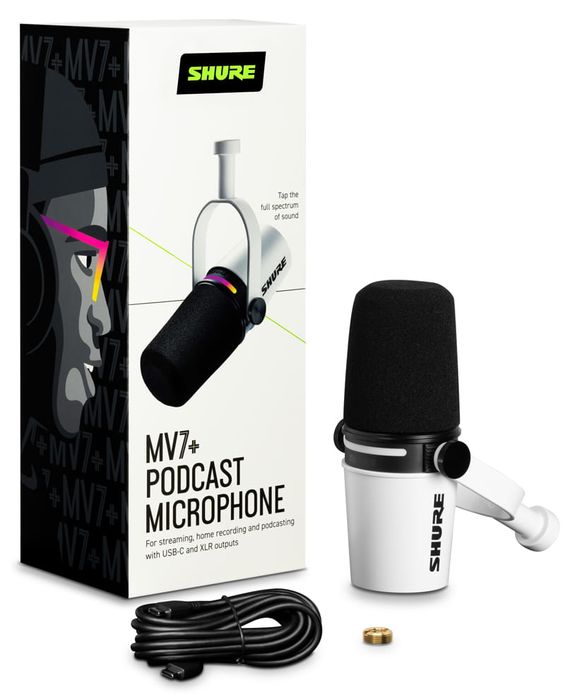 Shure MV7+-W – mikrofon dynamiczny