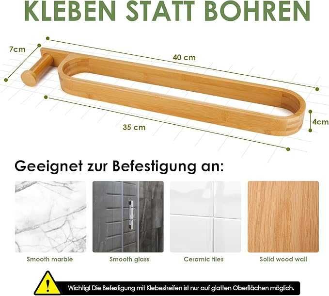 Wieszak na ręczniki 40 cm, Bambusowy
