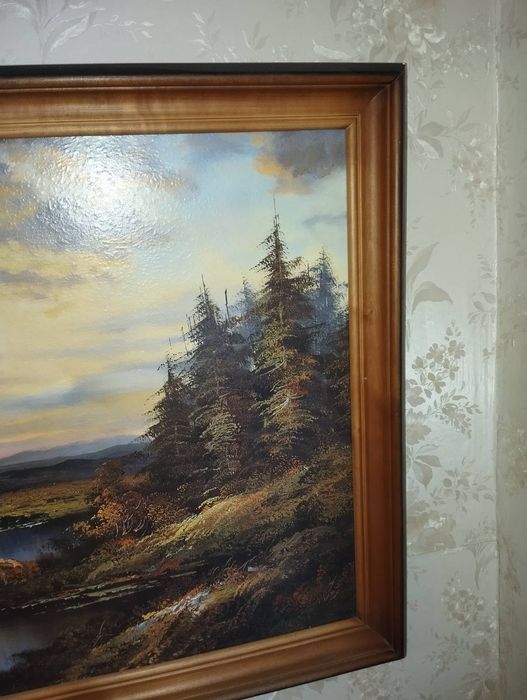 80:40cm.Картина  новая с рамой, "Вечер в лесу"