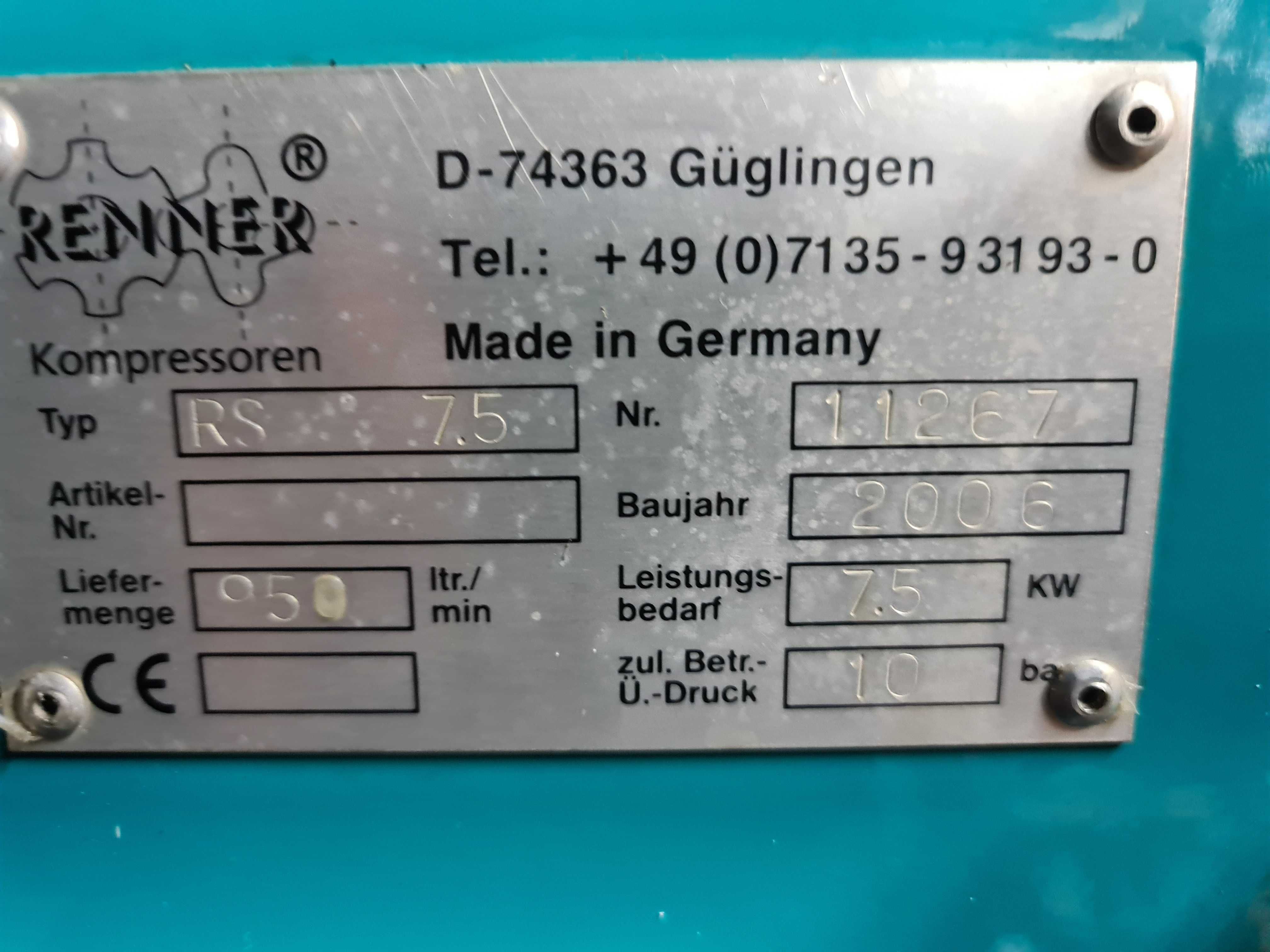 Kompresor śrubowy RENNER RS 7,5 kw
