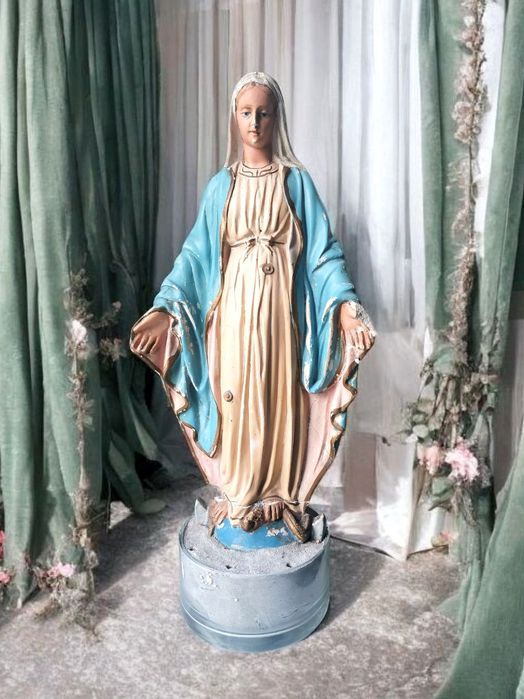 Figura przedwojenna płacząca Matka Boska Niepokalana antyk Maria