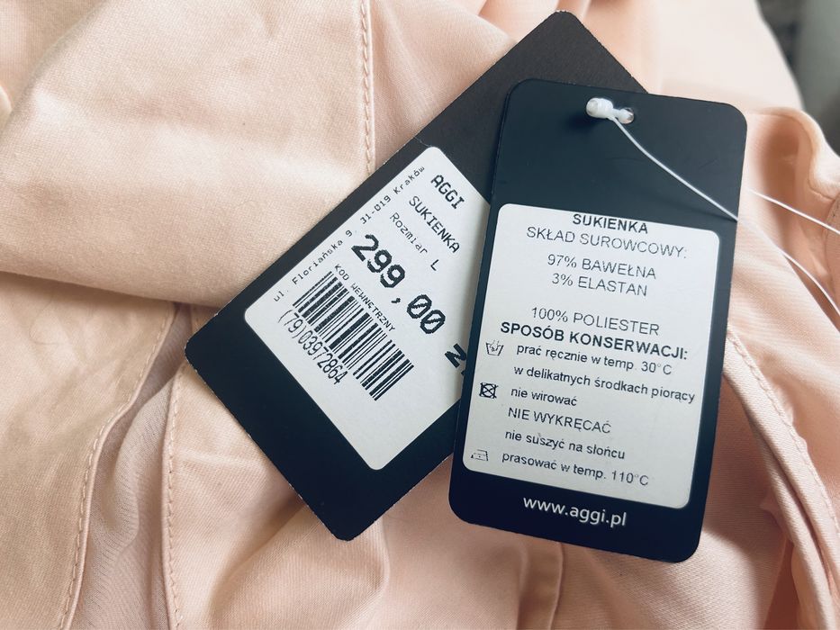 Dluga sukienka Aggi M L z paskiem maxi elegnacka wesele balowa bawełna