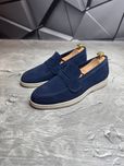 Лоферы Замшевые мужские синие LORO PIANA Navi! Натуральная Замша! ХИТ!