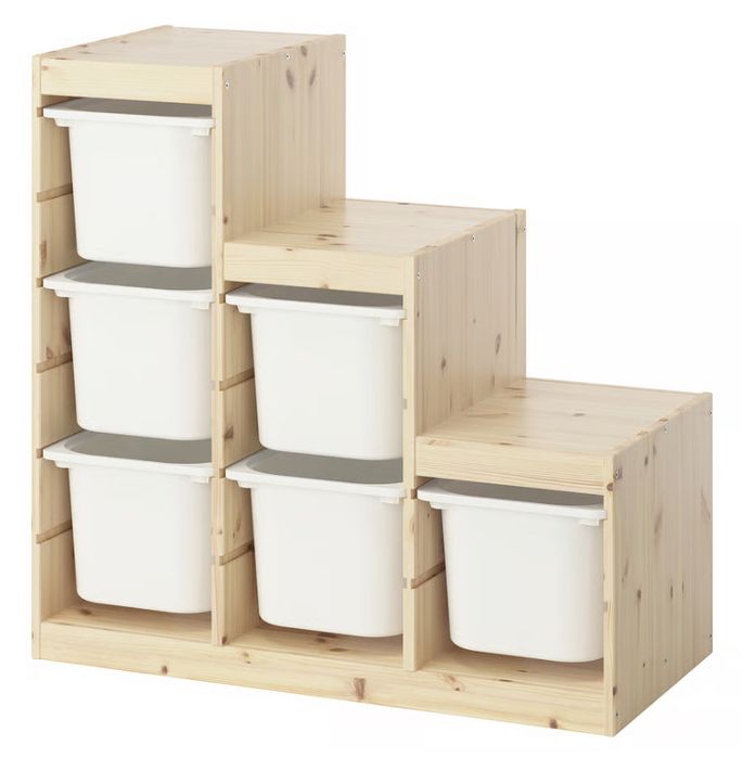Ikea trofast regał z pojemnikami szafa dla dzieci jasna sosna