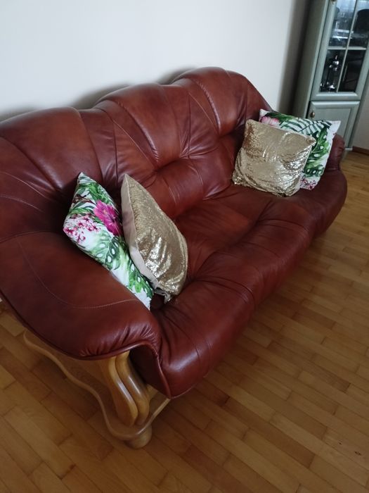 Komplet skórzany, kanapa, sofa, skóra naturalna, fotele