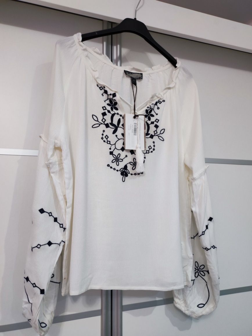 Biała bluzeczka we wzory dreimaster vintage XS damska