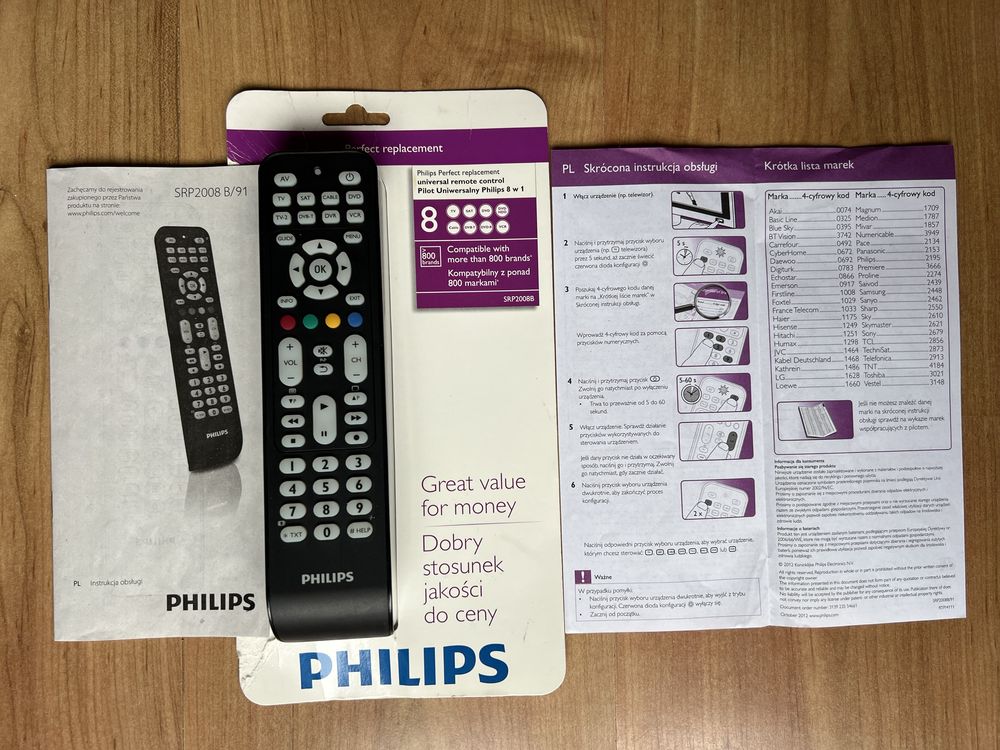 Pilot uniwersalny TV AV 8w1 Philips