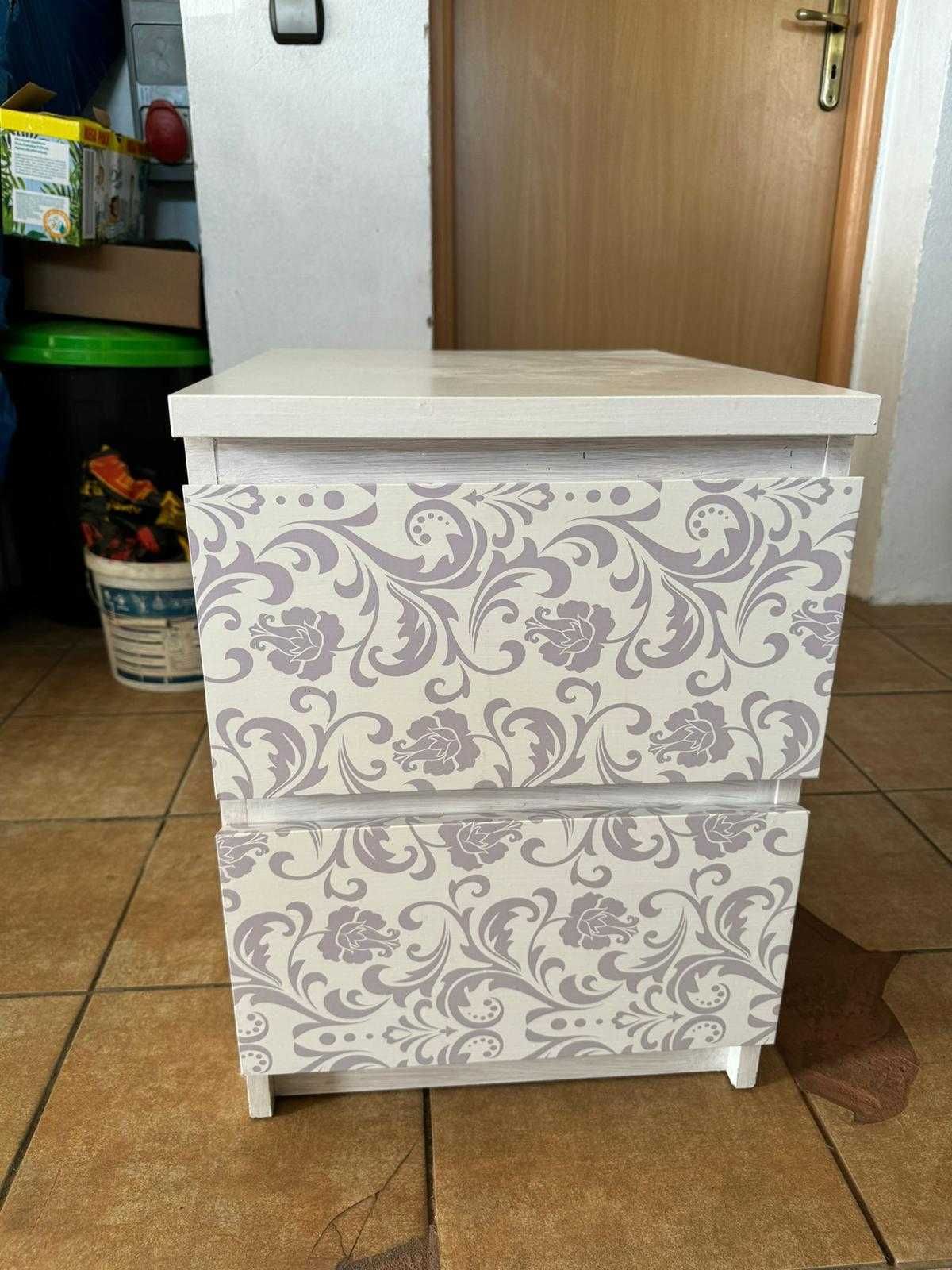DWIE szafki nocne MALM IKEA z fioletowo-białą okleiną